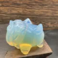 Blue Opalite Crystal Bulbasaur Figurine Gemstone Animal Carving Cute Statue Decor - Opalite