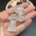 Natural clear quartz crystal mushroom pocket stone healing gemstone home decor carving - White Crystal