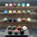 Natural carved crystal moon spheres 3cm gemstone quartz crystal healing decor balls - Mixed Color