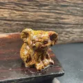 Natural gemstone koala crystal carving mini animal figurine healing stone home decor display - Gold Silk Jade