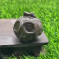 Natural crystal carved ghost pumpkin figurine, unique gemstone Halloween tabletop decor carving. - Blue Flash / Labradorite