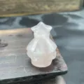 Mini crystal Xmas tree figurine, carved rose quartz gemstone small gift for home decor. - Rose Quartz