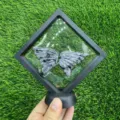 Crystal butterfly wings gemstone specimen in black display frame for home decor gift pieces - Black Spectrolite / 10cm Set