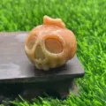 Natural gemstone crystal ghost pumpkin carving, unique Halloween crystal decor crystal piece. - Orange Aventurine