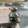 Natural crystal stone Christmas tree carving 3cm miniature gemstone sculpture desk decor ornament - Garnet
