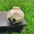 Natural gemstone crystal pumpkin ghost head skull carving, 3.5cm unique Halloween decor stone. - Zebra Stone
