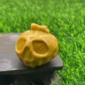 Crystal ghost pumpkin gemstone carving, yellow 3.5cm gemstone skull pumpkin figurine decor. - Golden Quartz / Citrine Color