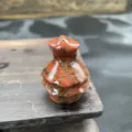 Natural stone crystal Xmas tree gemstone carved mini figurine for holiday gift home decor - Red Sesame