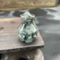 Natural crystal carved Christmas tree figurine, miniature gemstone decor gift, 3cm compact size. - Larvikite