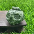 Natural green gemstone pumpkin ghost skull carving, 3.5cm crystal Halloween decor item. - Green Spot Jasper