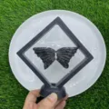 Natürlicher Edelstein Schmetterling Flügel Kristall Set im 3D-Schwebende-Rahmen Dekor - Sonnenstein (Flügel Set) / 10cm Set