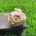 Natural gemstone crystal carved ghost pumpkin figurine Halloween spooky home decor 3.5cm - Red Grid Jasper