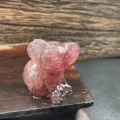 Escultura de animal koala de cristal 3cm piedra semipreciosa estatuilla decoracion - Cuarzo Fresa