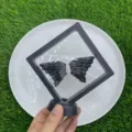 Natürlicher Labradorit Kristall Flügel Set Edelstein Geschnitzt mit Display Rahmen - Blauglanzstein / 10cm Set