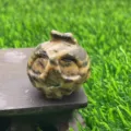 Natural gemstone carved pumpkin ghost head figurine, 3.5cm crystal halloween home decor. - Leopard Jasper