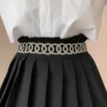 Rhinestone chain belt women summer waist accessory stylish dress fashion waistchain - White K/Silver