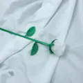 Rosa di cristallo scultura di fiore in pietra preziosa elegante decorazione stelo verde - Marmo Bianco (Ramo Argento)