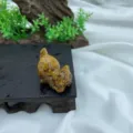 Natural stone carved cat figurine, 3cm crystal cat statue desktop ornament for home decor. - Gold Silk Jade / 3cm