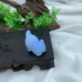Natural stone cute crystal cat carving figurine, 3cm gemstone lying cat ornament for home decor - Blue Opalite / 3cm
