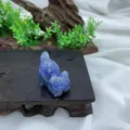 Blue crystal cat carving, 3cm natural gemstone stretched cat figurine for home decor SKU - Blue Aventurine / 3cm