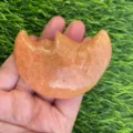 7cm scultura in pietra con viso di luna in cristallo arancione, gemma intagliata decorazione - Avventurina Arancione