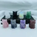 Detail view of 4cm natural crystal sitting cat figurines, assorted gemstone cute animal carvings. - Mixed Colors Shipped Randomly