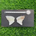 Natural crystal semi-precious stone carved wings set detail view for DIY jewelry making. - Afghan Jade