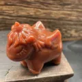 Crystal unicorn stone figurine, red gemstone carved winged animal ornament, 5cm home decor. - Faux Red Goldstone