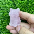 4cm Natural Rose Quartz Crystal Sitting Cat Figurine Cute Gemstone Animal Healing Decor - Rose Quartz