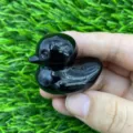 Figurine de canard en cristal noir artisanat pierre naturelle sculpture d'animal 4cm. - Obsidienne
