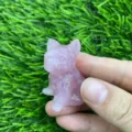 4cm natural rose quartz crystal puppy figurine cute French bulldog healing stone sculpture - Rose Quartz