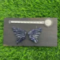 Natural crystal stone butterfly wings detail view, carving cabochon for jewelry making. - Blue Sodalite