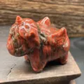 Natural red stone crystal unicorn carving healing gemstone figurine home decor 5cm - Red Sesame