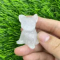 Handmade crystal French bulldog figurine, 4cm natural gemstone cute puppy desk decor. - White Crystal