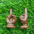 Statua intagliata in pietra naturale da 5 cm dito medio scultura cristallo decoro - Pietra Sesamo Rosso