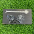 Natural crystal stone butterfly wings pair, 10cm carved gemstone wing set for crafts. - Blue Flash Stone