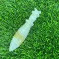 Pugnale in cristallo di pietra semi-preziosa naturale 12cm artigianato gemma verde decoro - Giada Afgana