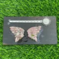 Natural crystal stone wing carvings set pair pink green healing gemstone home decor display - Pink Tourmaline