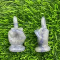 Statua di dito medio in pietra naturale 5cm intagliato cristallo decorazione divertente - Aventurina Blu