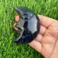 7cm cristallo blu viso di luna intaglio pietra preziosa mezzaluna decorazione casa - Sodalite Blu