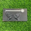 Black Crystal Wings Set 10cm Natural Gemstone Wing Carvings Pair for DIY Crafts - Garnet