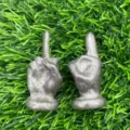 Statuetta intagliata a mano con dito medio in pietra naturale da 5 cm decorazione - Pirite