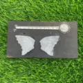 Natural crystal wing carved stone set pair 5cm white quartz healing gemstone desktop ornament decor - White Crystal