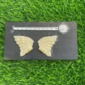 Natural semi-precious stone crystal wing set for DIY jewelry making, 10cm pair size. - Orange Aventurine