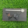 Natural semi-precious stone carved wing set, crystal wing crafts for DIY jewelry making. - Plum Blossom Jade