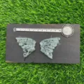 Natural gemstone butterfly wings set, carved crystal wing pair for jewelry making crafts - Kiwi