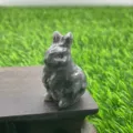 Natural stone rabbit figurine 4cm gemstone animal crystal carving craft for home decor display - Larvikite