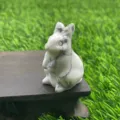 Natuurlijke edelsteen gesneden konijn beeldje 1,5 inch schattig wit steen dier ornament voor thuis - Witte Turkoois