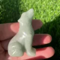 Natural green stone howling wolf crystal carving figurine for home decor 2 inch - Green Aventurine