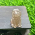 Natürlicher Kristall Edelstein Welpe Figur, 3cm süßer Golden Retriever geschnitzter Stein Dekor - Erdbeerquarz